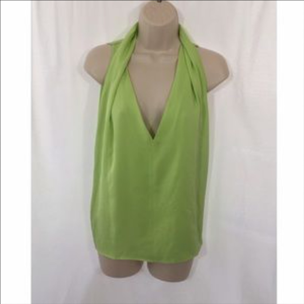 DVF lime green draped top, size-S, excellent shape