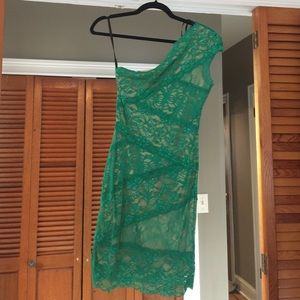One shoulder lace bebe dress