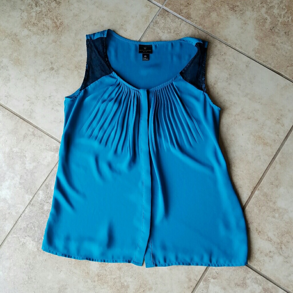 Teal chiffon work tank top