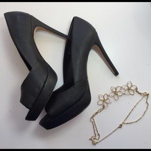 Black Peep Toe Stilettos