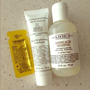 Kiehl's brighten exfoliator, concentrate, shampoo