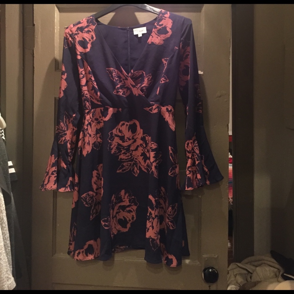 Blue flower print dress