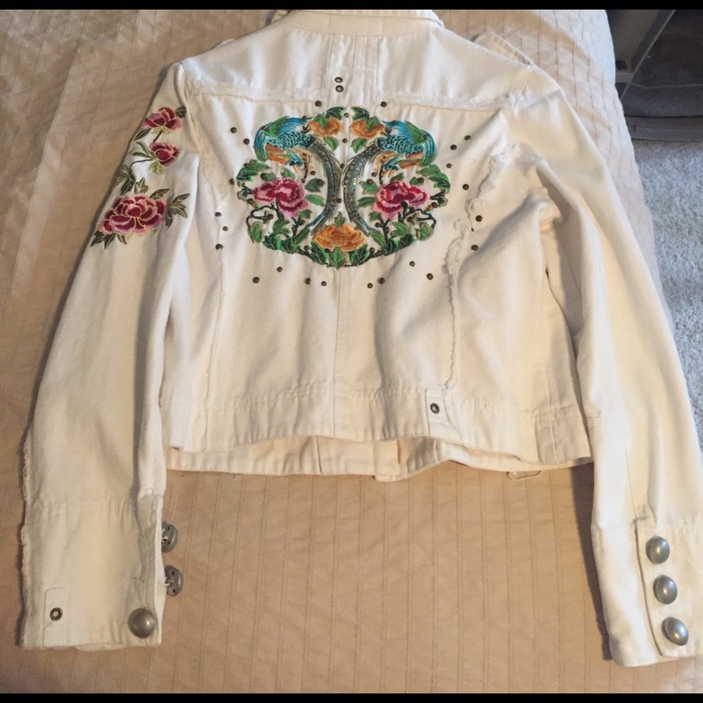 White denim jacket with floral