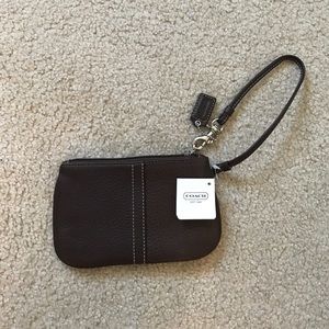 Coach Brown Leather Wristlet NWT