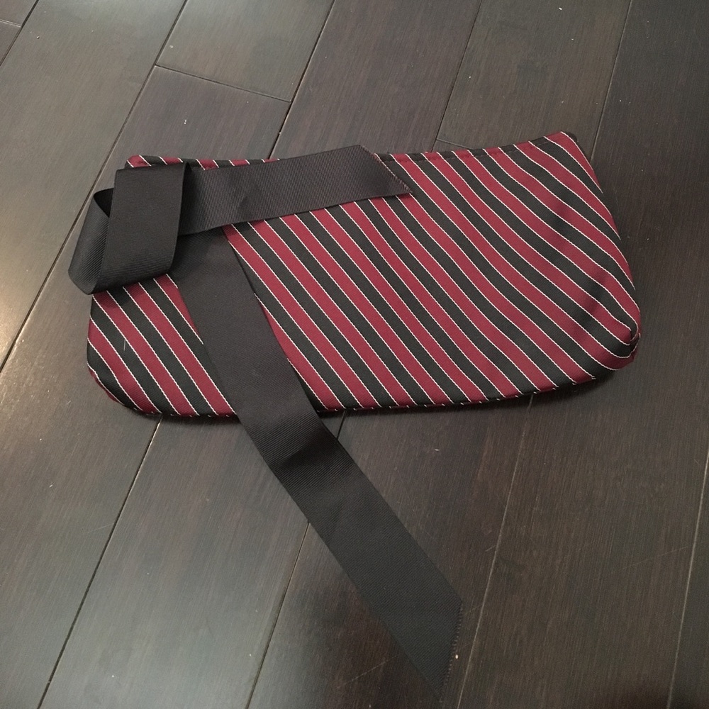 Burgundy and Black striped Clutch