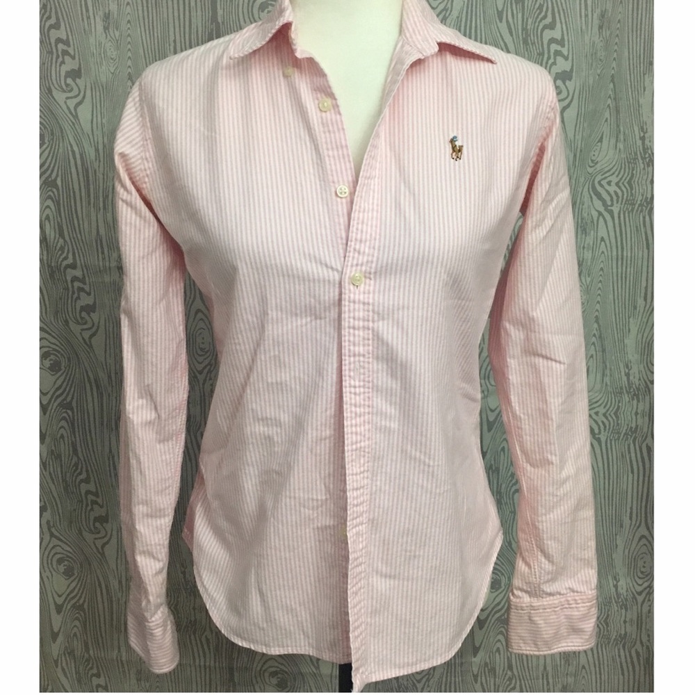 Ralph Lauren Polo pink stripped slim fit button up