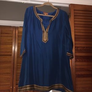 Silk blue and gold dress