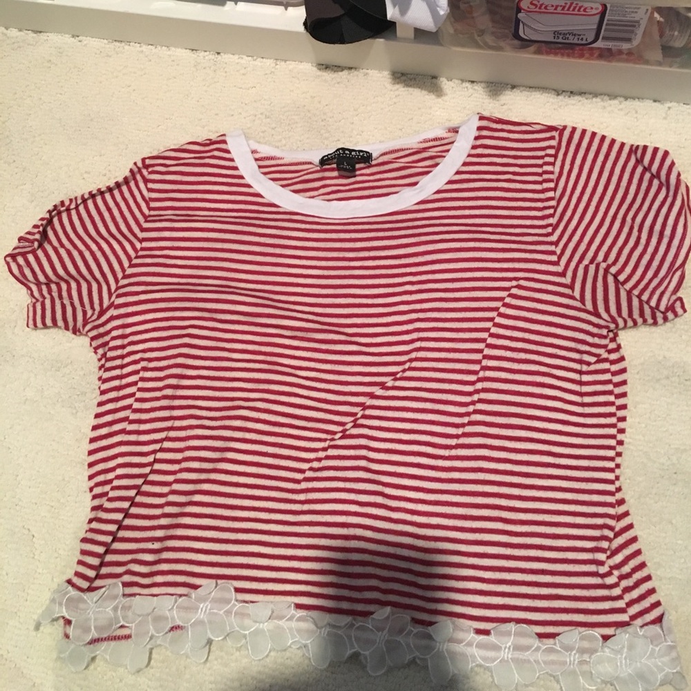 Cute striped crop top with floral bottom
