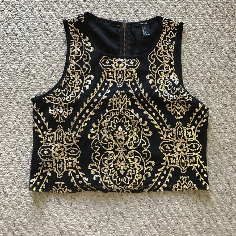 Gold & black sequin top
