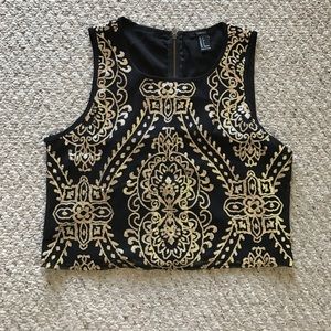 Gold & black sequin top
