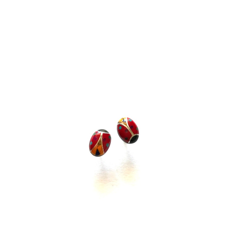 NEW Sterling Silver Stone Ladybug 🐞 Earrings