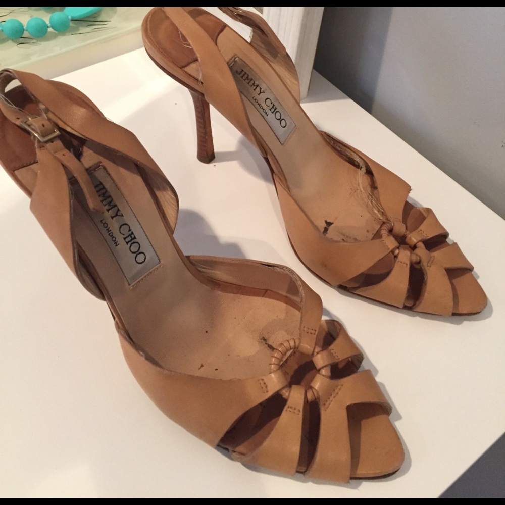 Jimmy Choo vintage nude pointed strappy sandal
