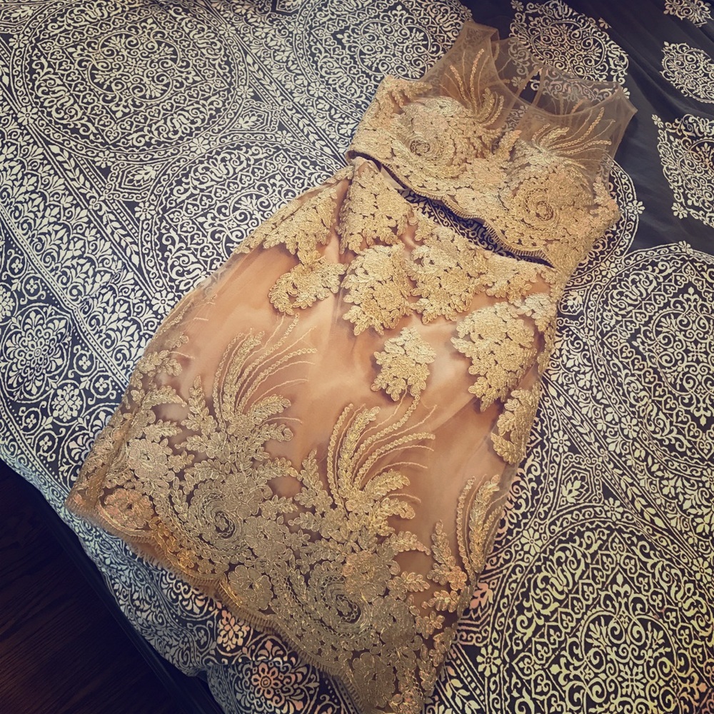Terani Couture 2 piece gold dress never worn