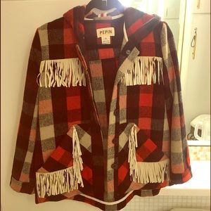 Buffalo Plaid Jacket with Fringe from Pepin