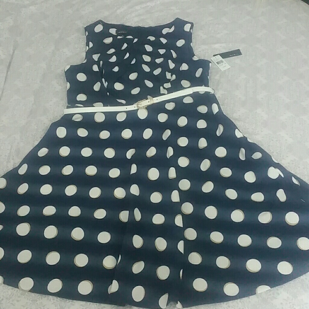 1/2 OFF TODAY ONLY! Navy / White Polka Dots dress!