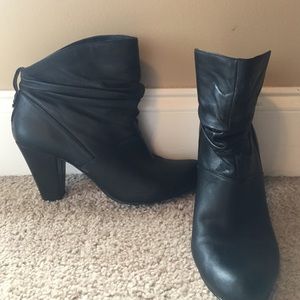 Black leather ankle boots