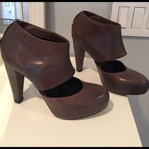 Loeffler Randall grey leather cut away bootie