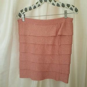BCBG Peach With Gold Shimmer Mini Skirt
