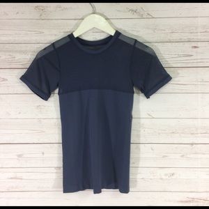 New Free People Sheer Mesh Short Sleeve Knit Top