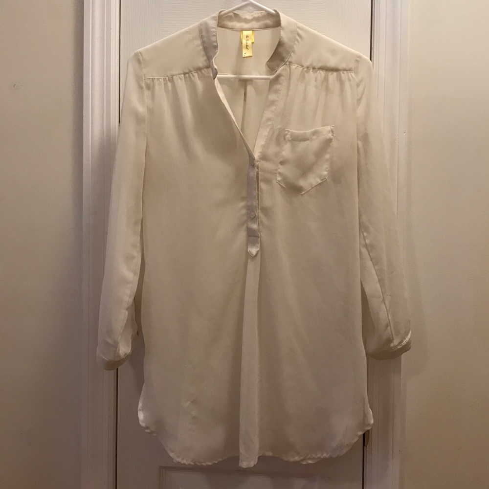 Francesca's Cream Sheer Top