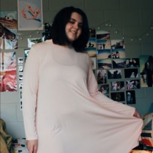 Pink mock neck dress