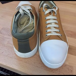 Orange green and white Ferragamo sneakers