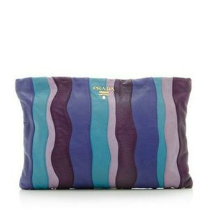 SALE! Prada Nappa Leather Stripe Clutch