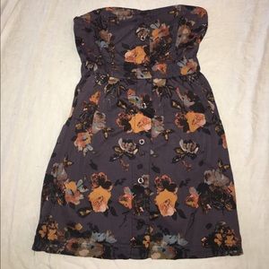 Strapless floral print dress