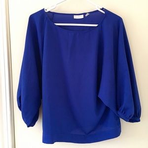 New York & Company Deep Blue Boat-Neck Top