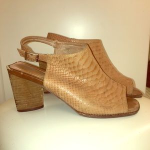 Snake Leather Sling Back Clog Heels