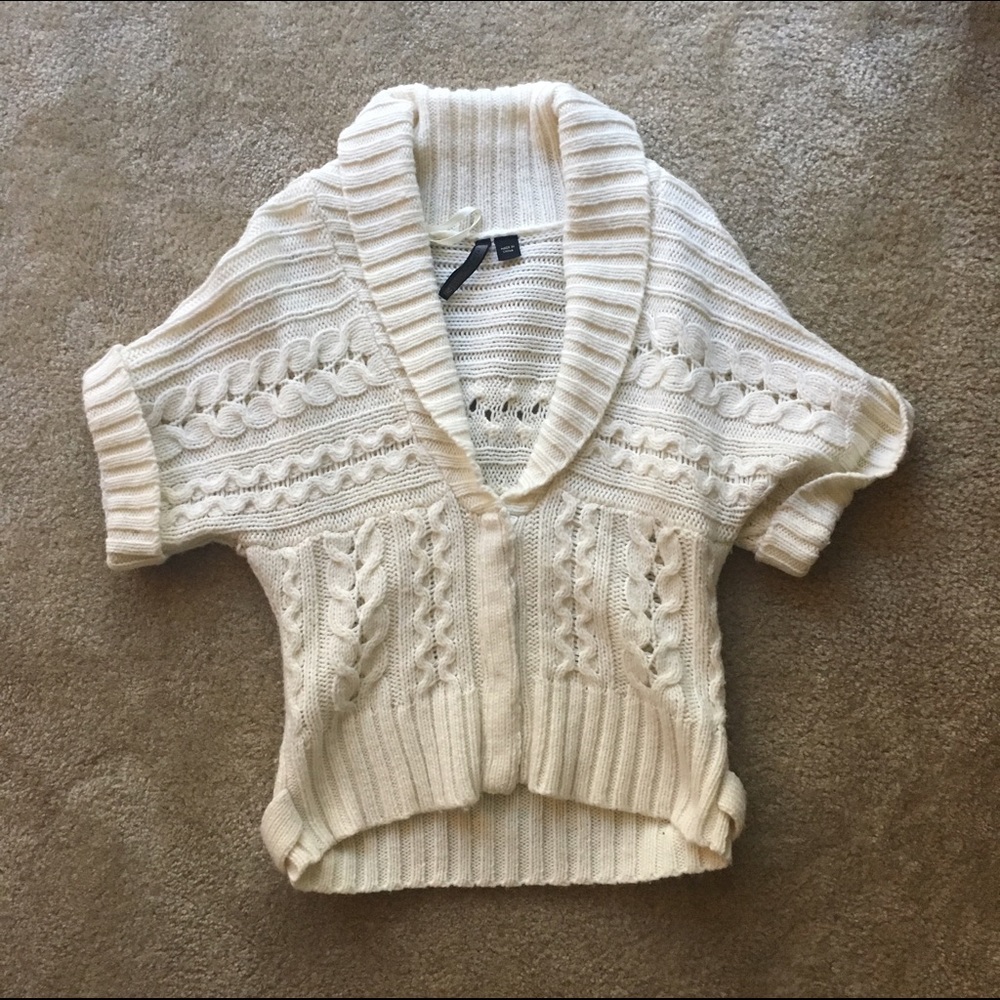 Nine West Off White/Cream Button Up Collar Sweater
