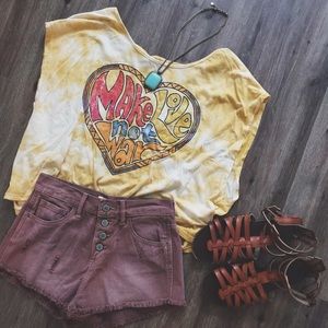 Make Love Not War Tie-Dye Tee - Size Small