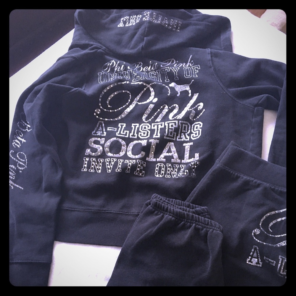 VS Pink Bling Sweat Suit👑🖤✨