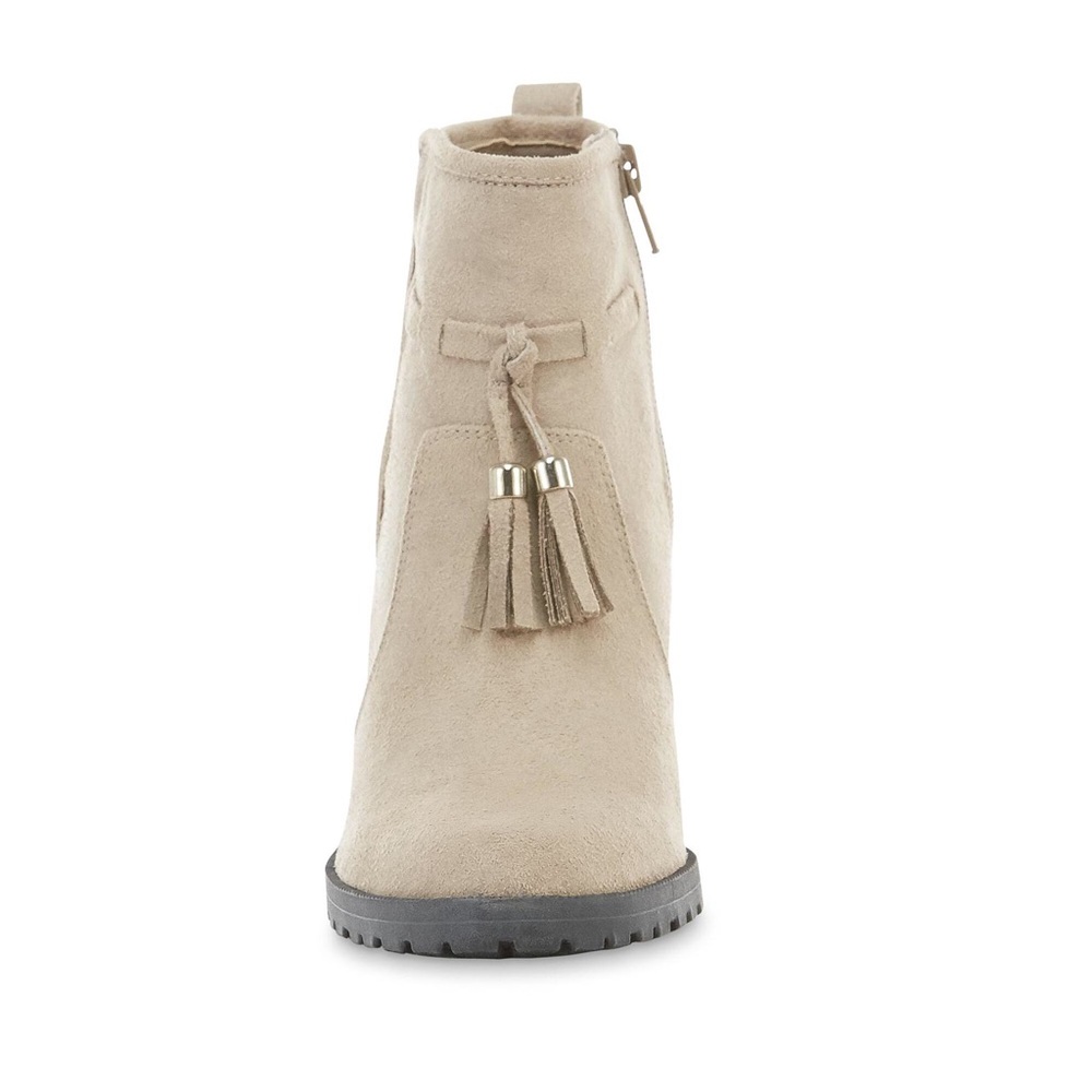 Faux suede chunky heel fringe tassel bootie - Picture 2 of 7