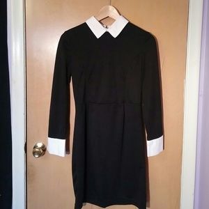 White Collar and Cuffs Black Dress