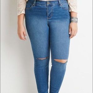 Forever 21+ Ripped Knee Skinny Jeans