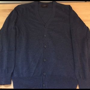 Navy cardigan made in Italy by black and brown