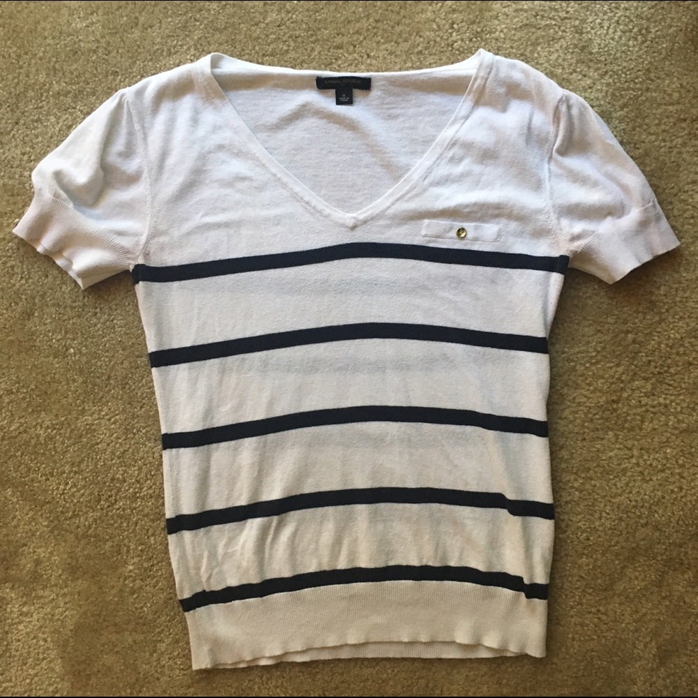 Banana Republic White & Navy Blue Sweater Shirt