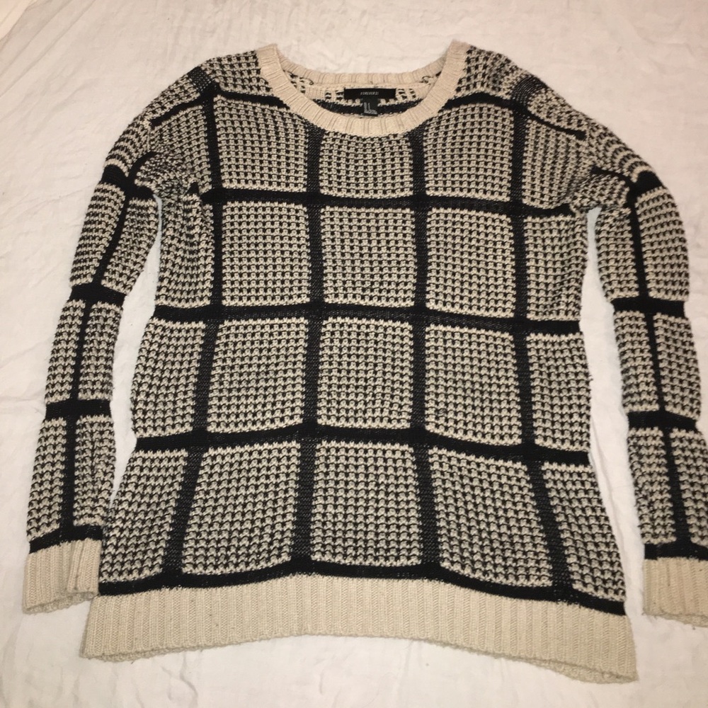 Cream and black oversized sweater