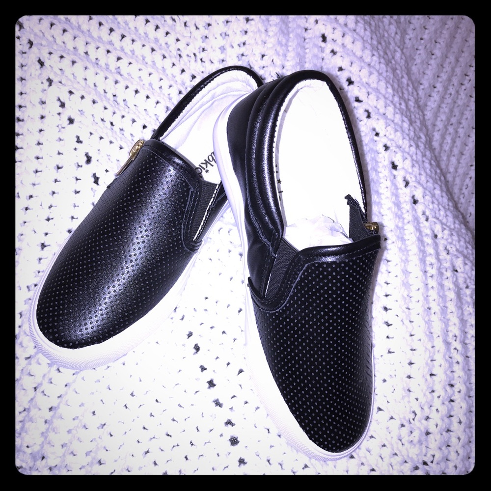*NEW* Black Perforated Slip On Sneakers for Girls
