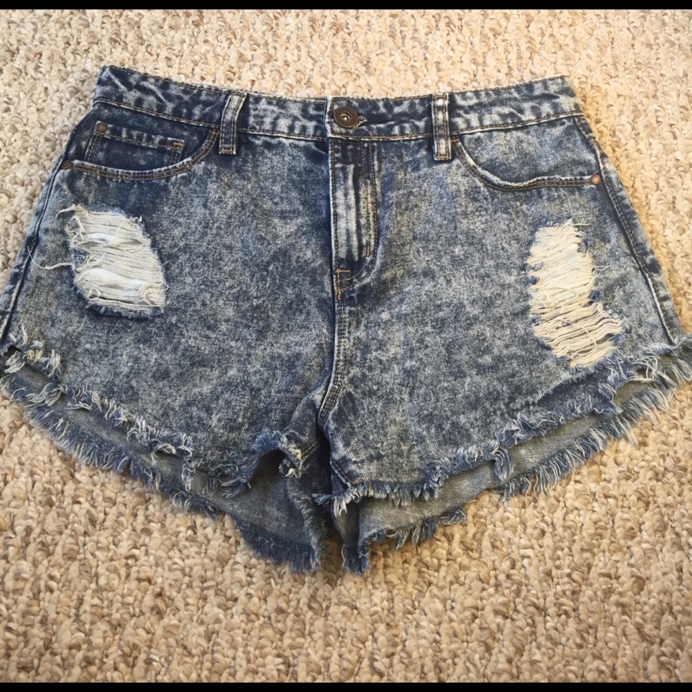 Acid Wash Denim Shorts