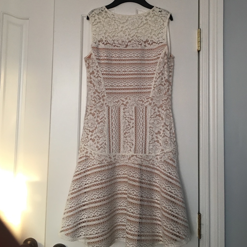 BCBGMaxAzria ivory crochet lace sleeveless dress