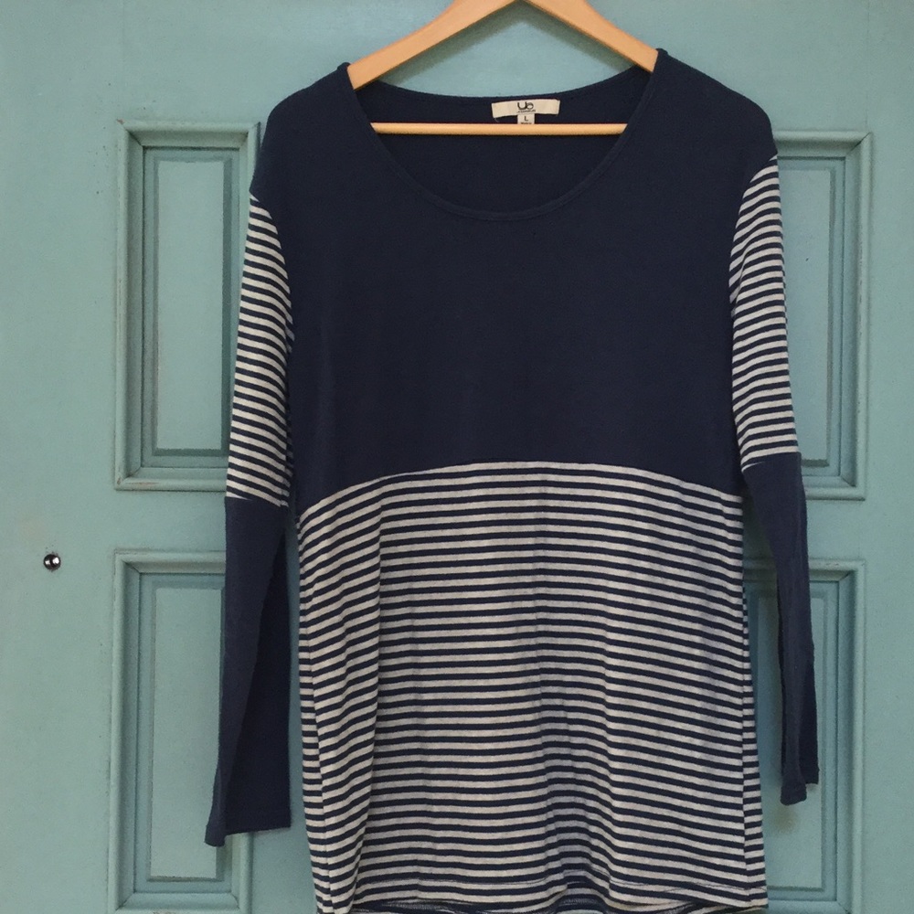 Dark blue and striped long sleeve top/tunic