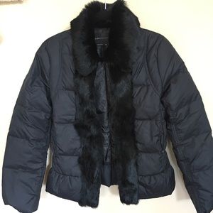 BCBG Max Azria Black Faux Fur Puffer Jacket
