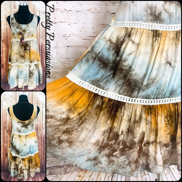 NWT Crochet Trim Tie Dyed Slip Dress - Picture 6 of 8