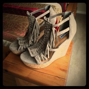 New Cork Wedge Heels w/Fringe