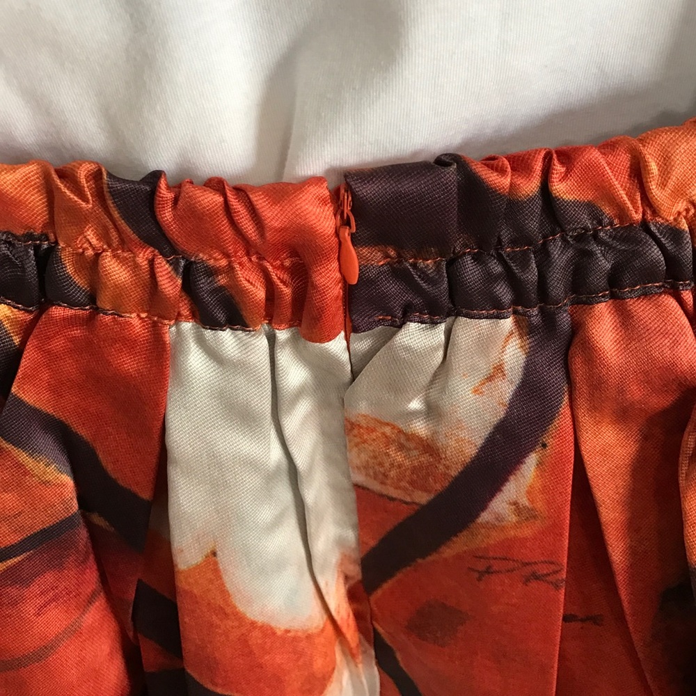 •new• RUST ORANGE FLOWER FULL MIDI SKIRT - Picture 6 of 6