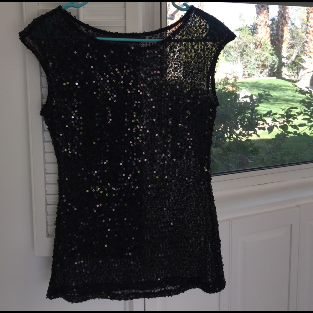 The Limited sheer boatneck sequin tunic