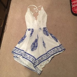 Blue and white playsuit