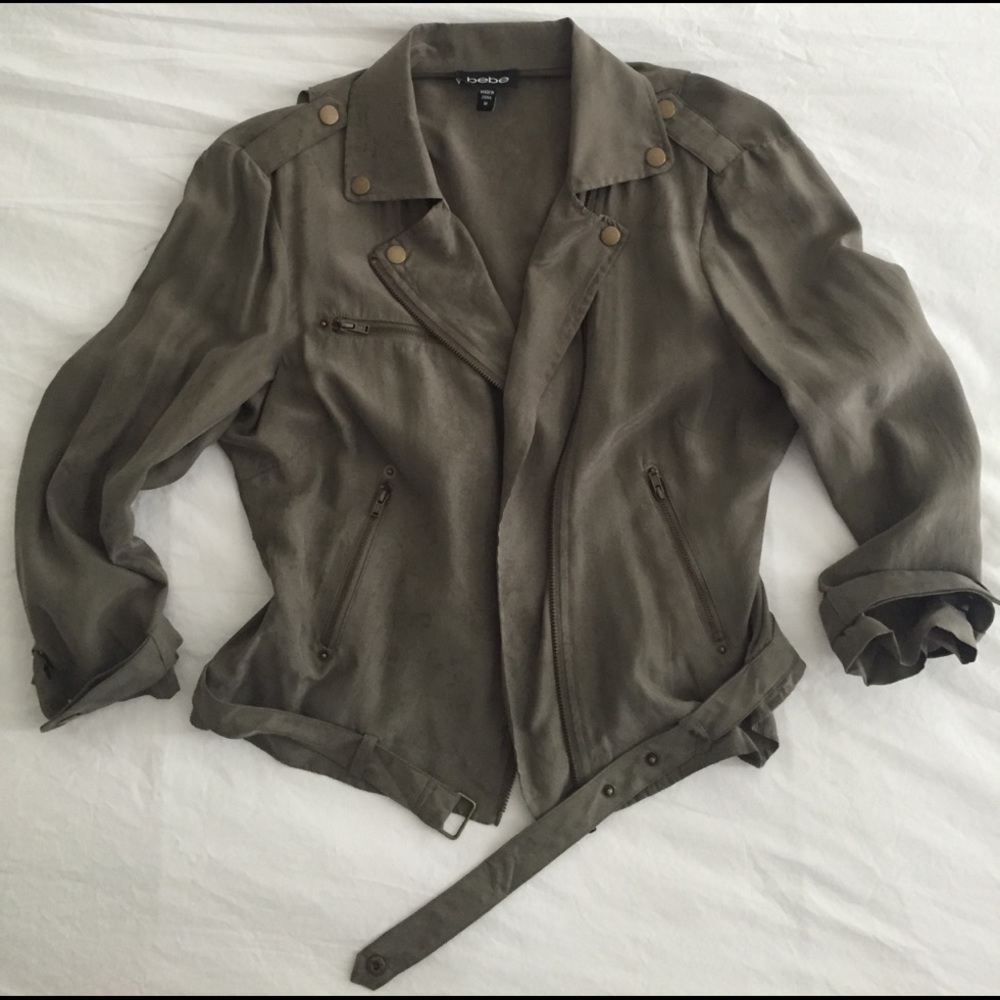 Army green silk bomber